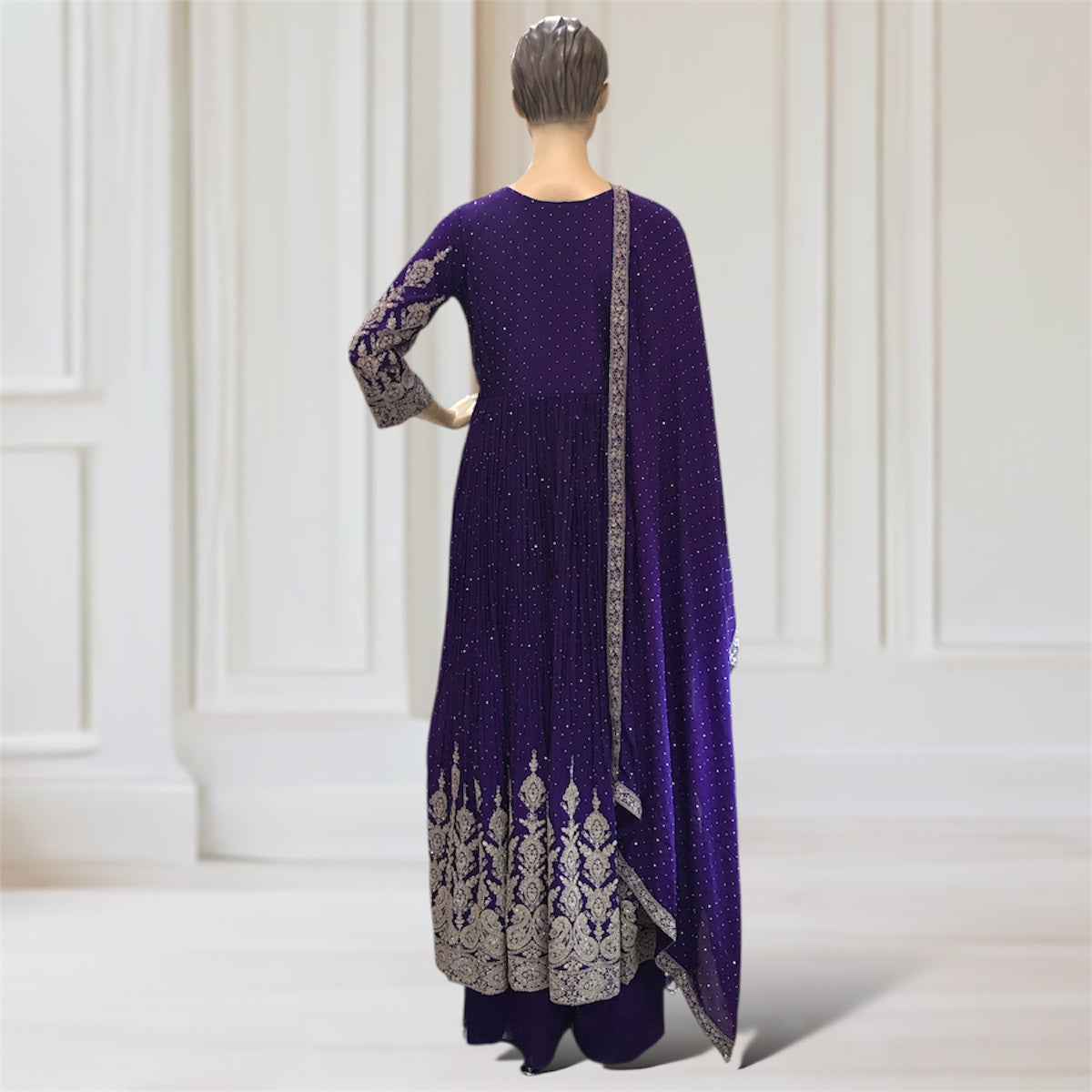 Anarkali Gown + Palazzo + Scarf