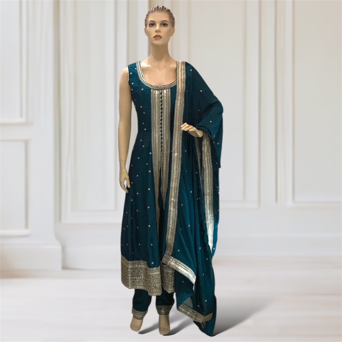 Anarkali + Pant + Scarf