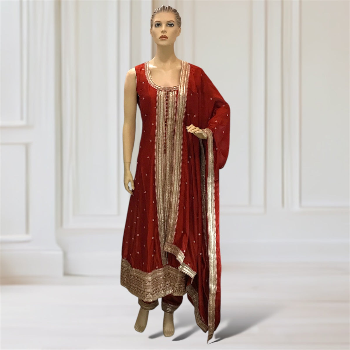 Anarkali + Pant + Scarf