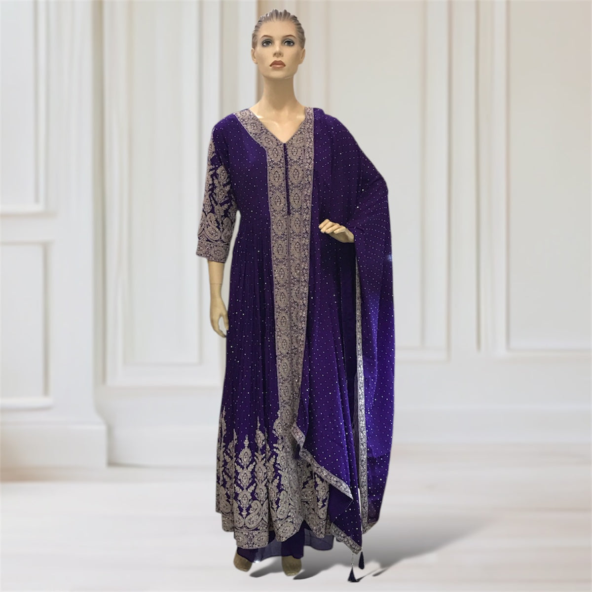 Anarkali Gown + Palazzo + Scarf