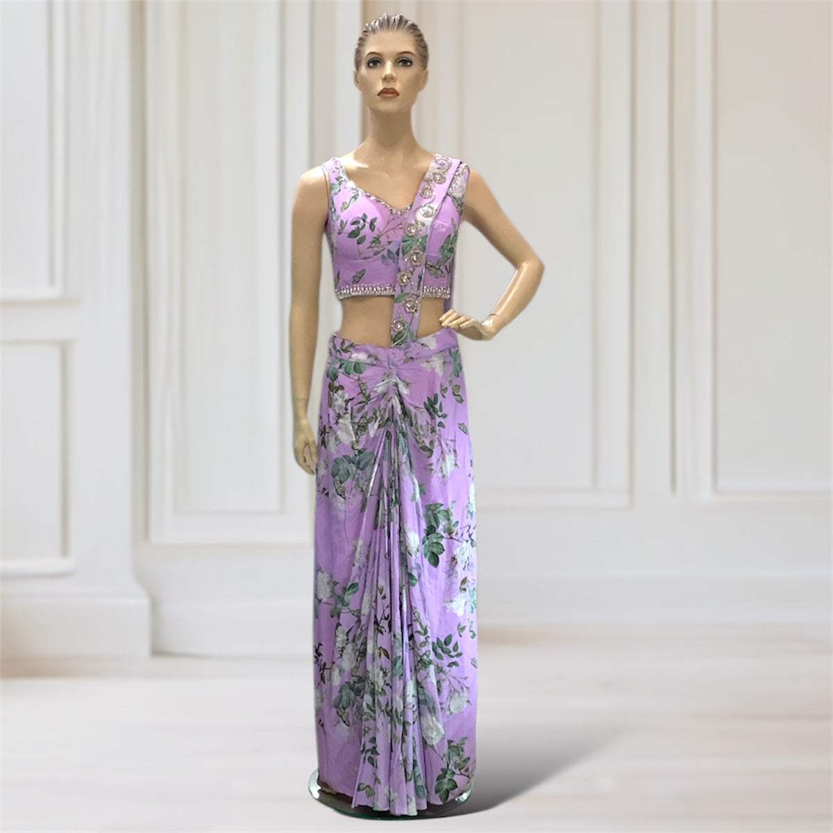 Choli + Drape Skirt Attached Scarf