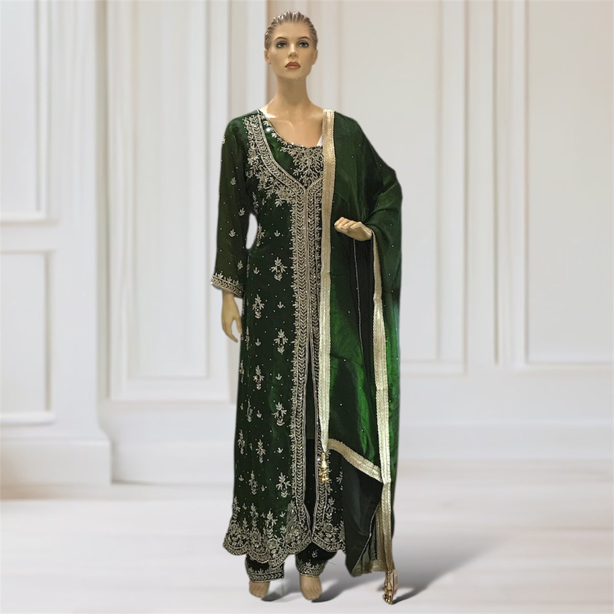 Gown + Kurta + Trouser + Scarf