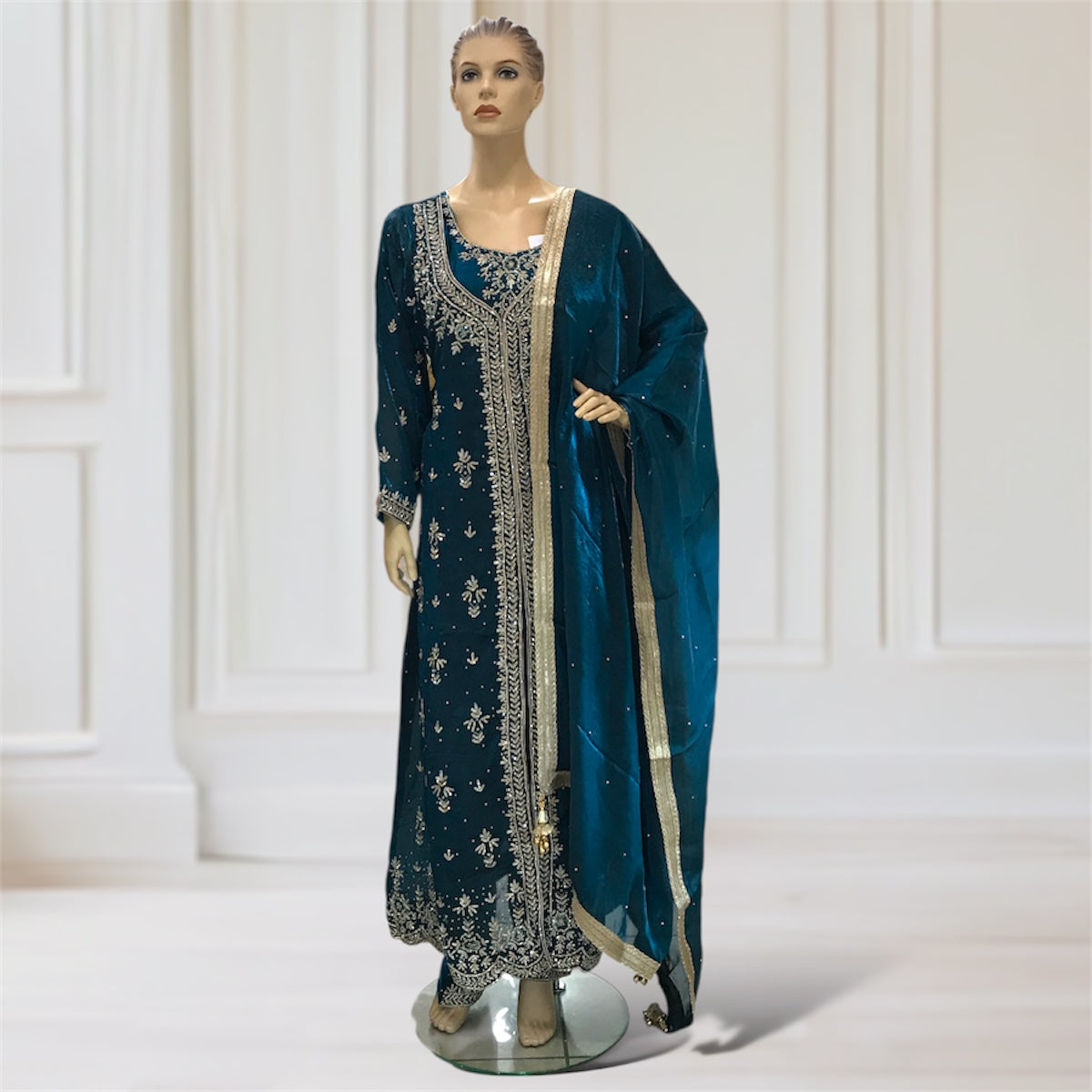 Gown + Kurta + Trouser + Scarf