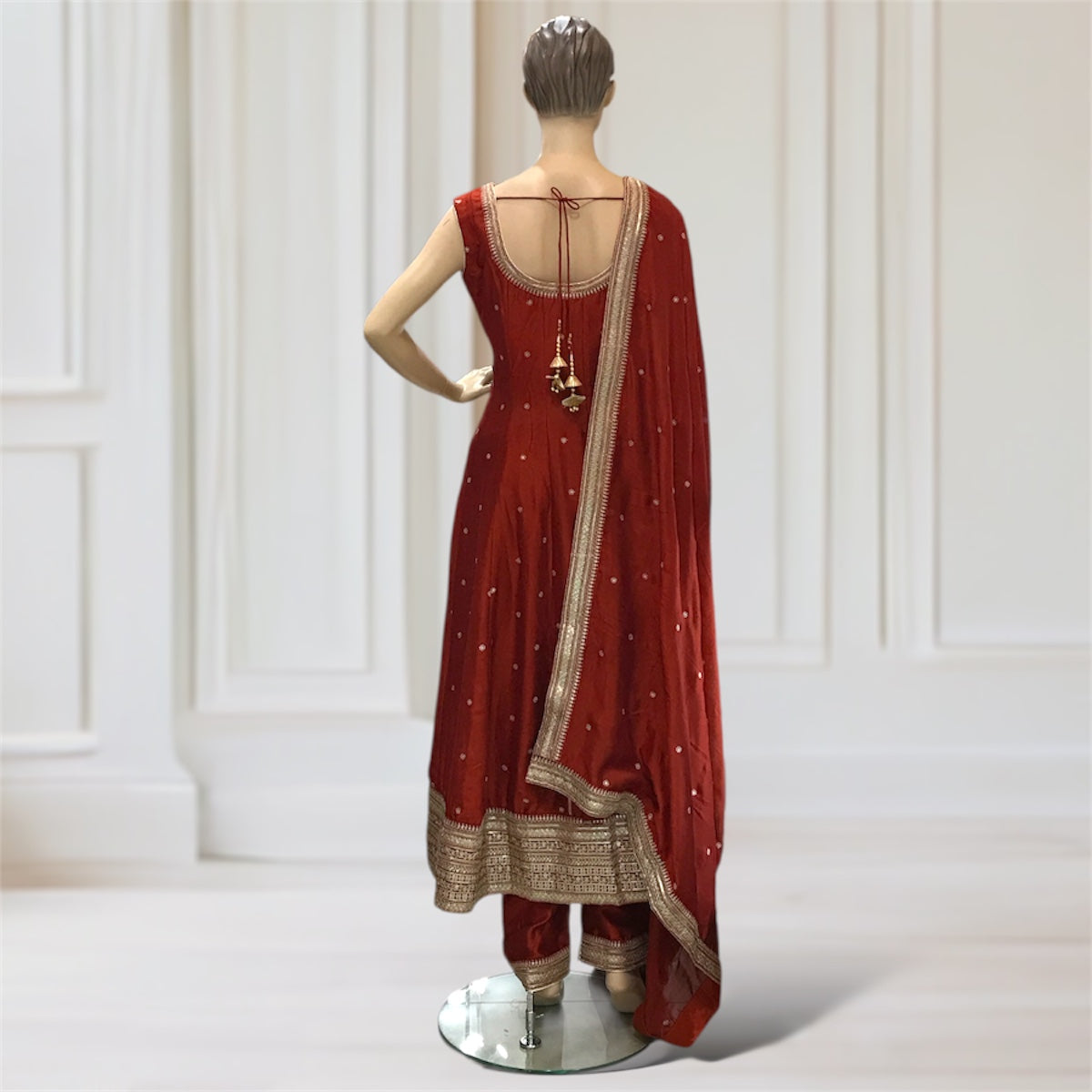 Anarkali + Pant + Scarf