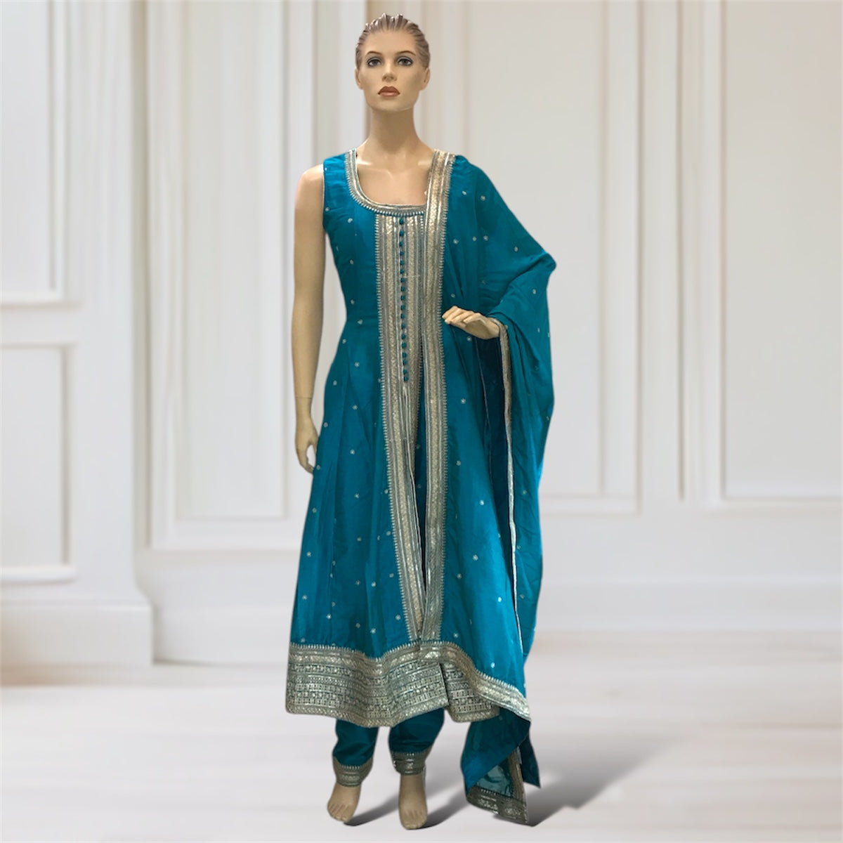 Anarkali + Pant + Scarf