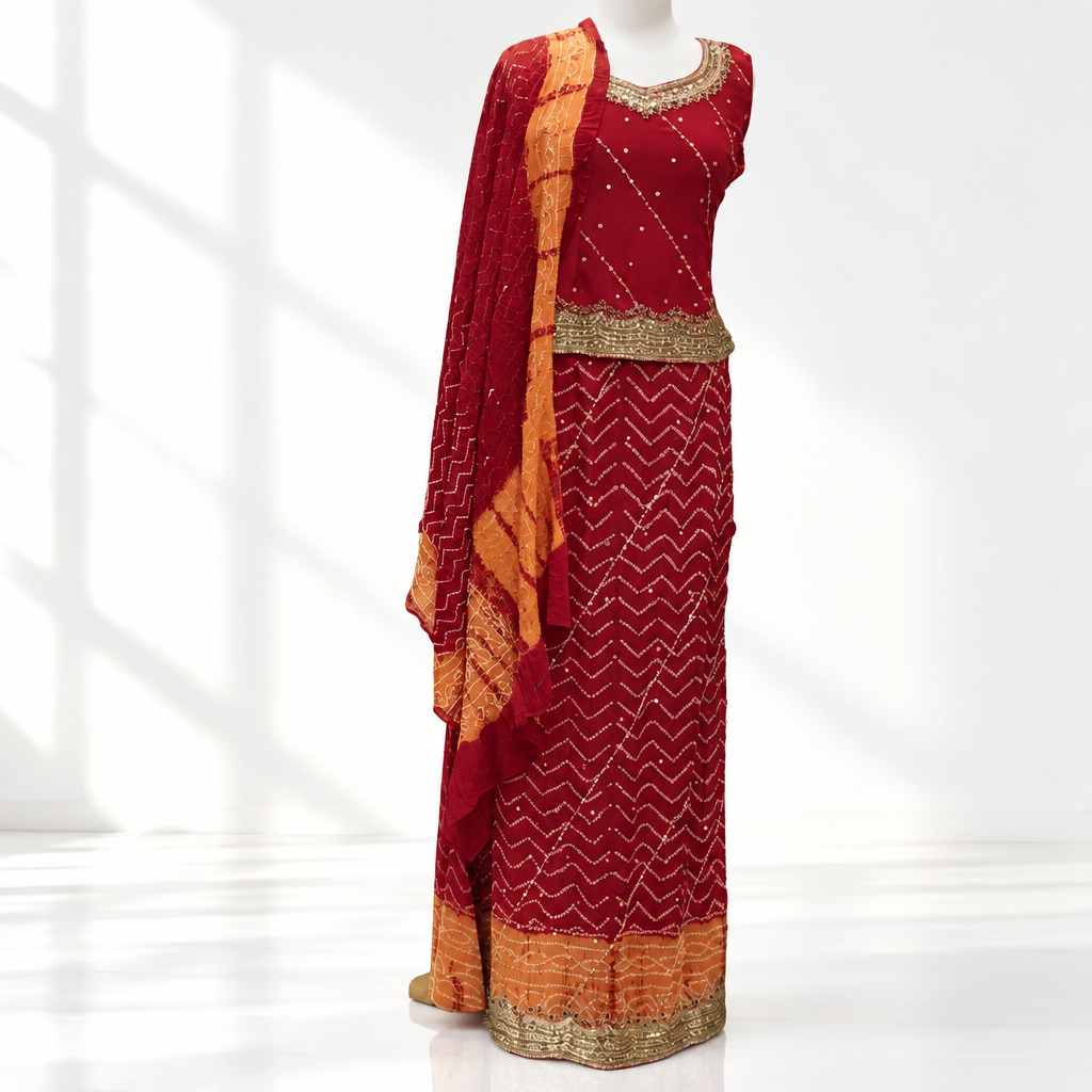 LEHENGA + CHOLI + SCARF +SIZE 36