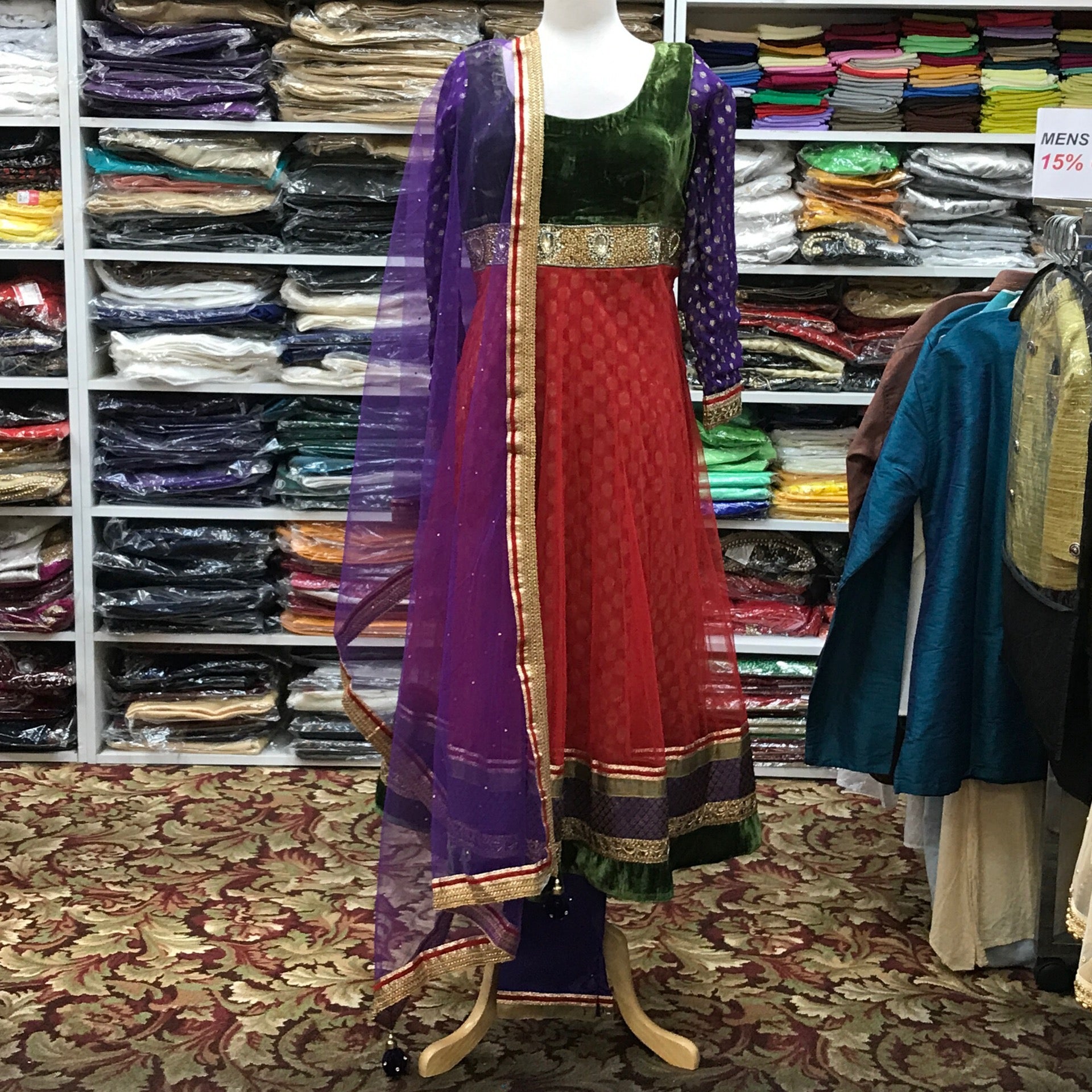 Anarkali Churidar Dupatta Size 40