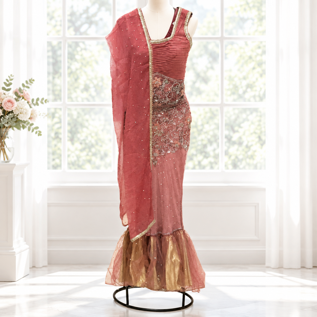 LEHENGA +CHOLI +SCARF+SIZE 36 (MERMAID STYLE LEHENGA)