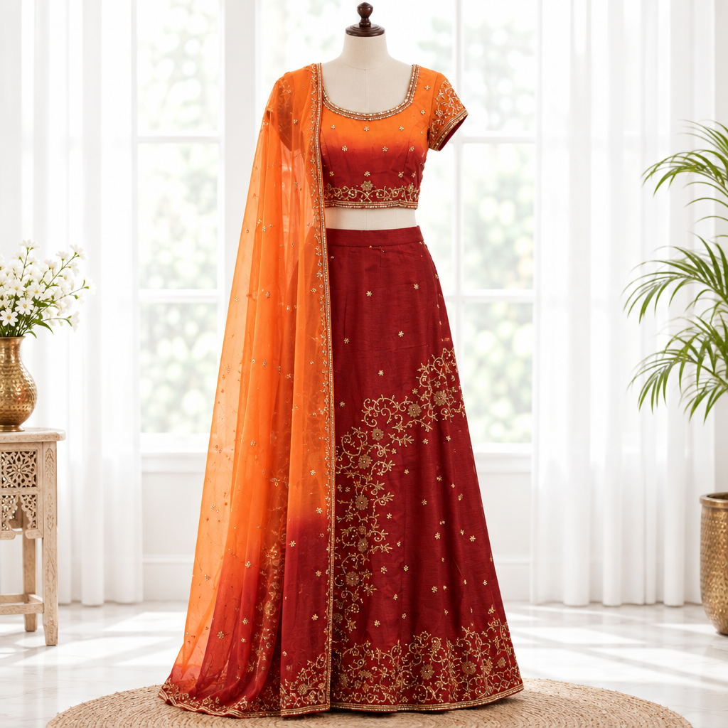 Lehenga + Choli + Scarf Size 38