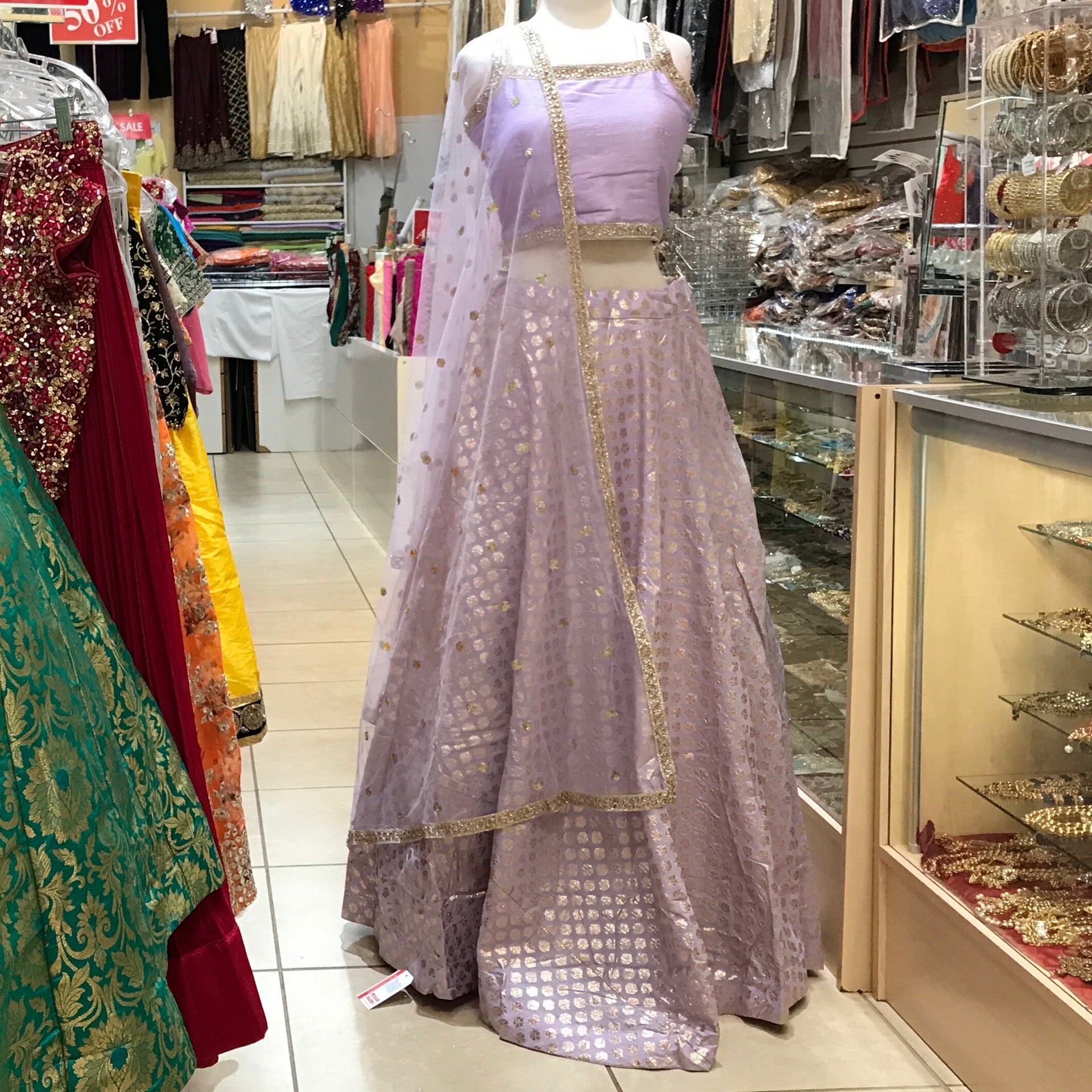 LEHENGA CHOLI JACKET, SIZE 40, COLOR- LILAC