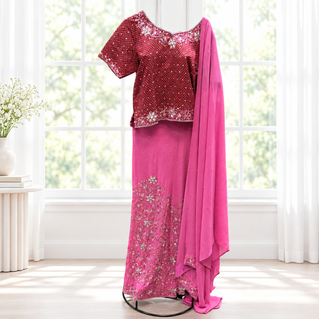 Lehenga Choli Dupatta Size 48