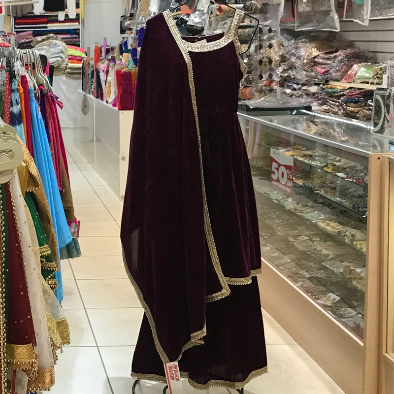 PEPLUM TOP SCARF TROUSER SIZE 40 PLUM VELVET