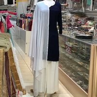 KURTA TROUSER SCARF SIZE 44 DARK NAVY BLUE