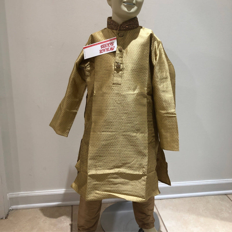 Children’s boy golden Kurta pajama - Mirage Sarees