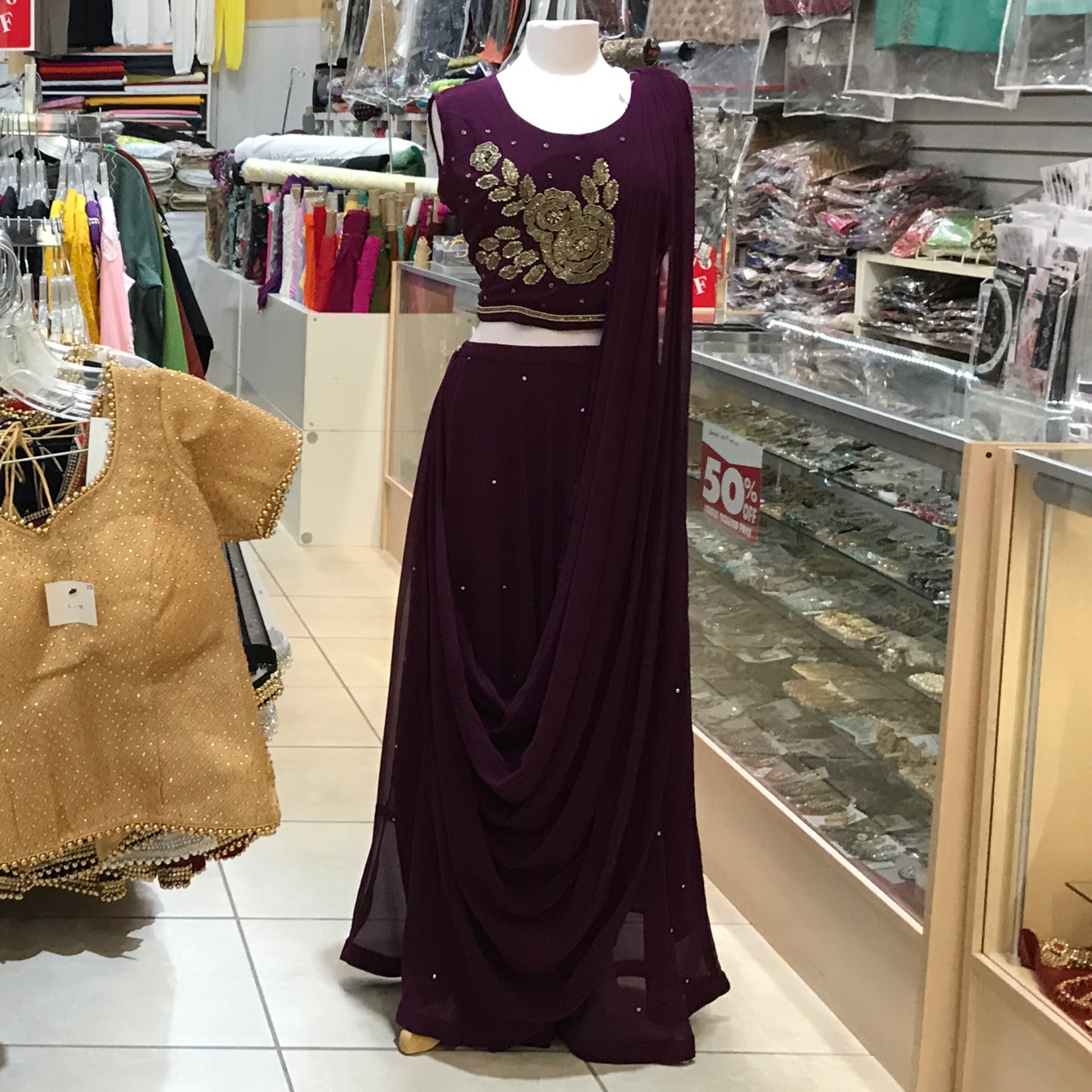 LEHENGA CHOLI SCARF SIZE 40 COLOR DARK PLUM
