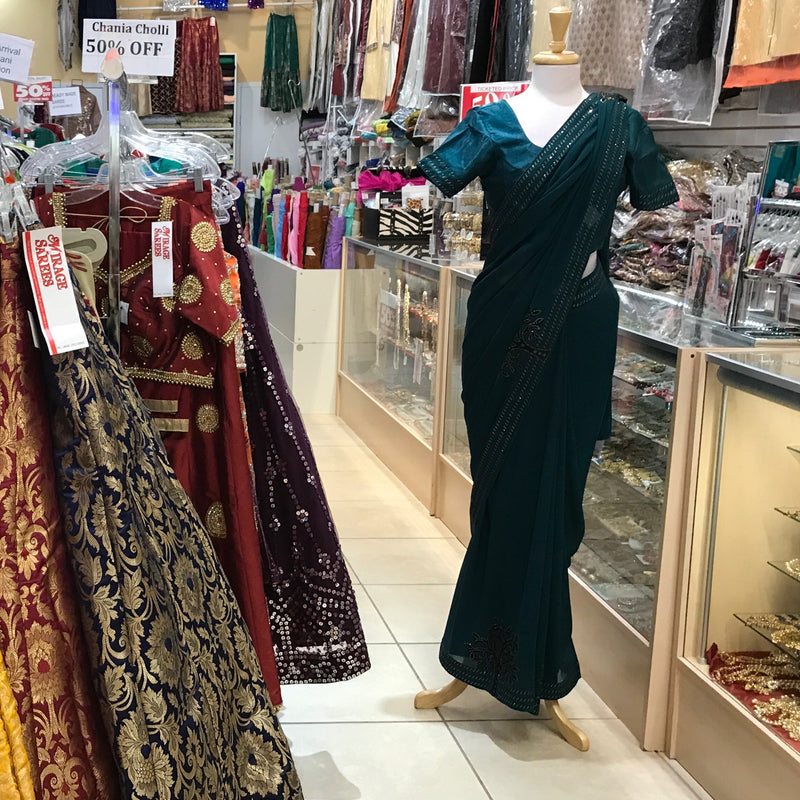 EMB SAREE WITH READY BLOUSE