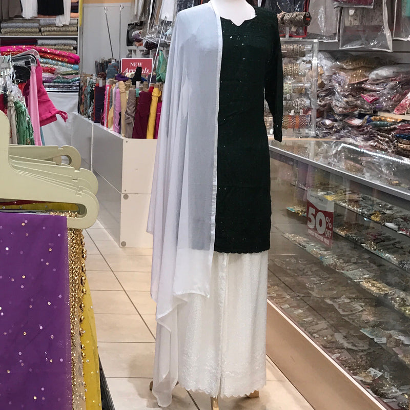 KURTA TROUSER SCARF SIZE 40 DARK GREEN