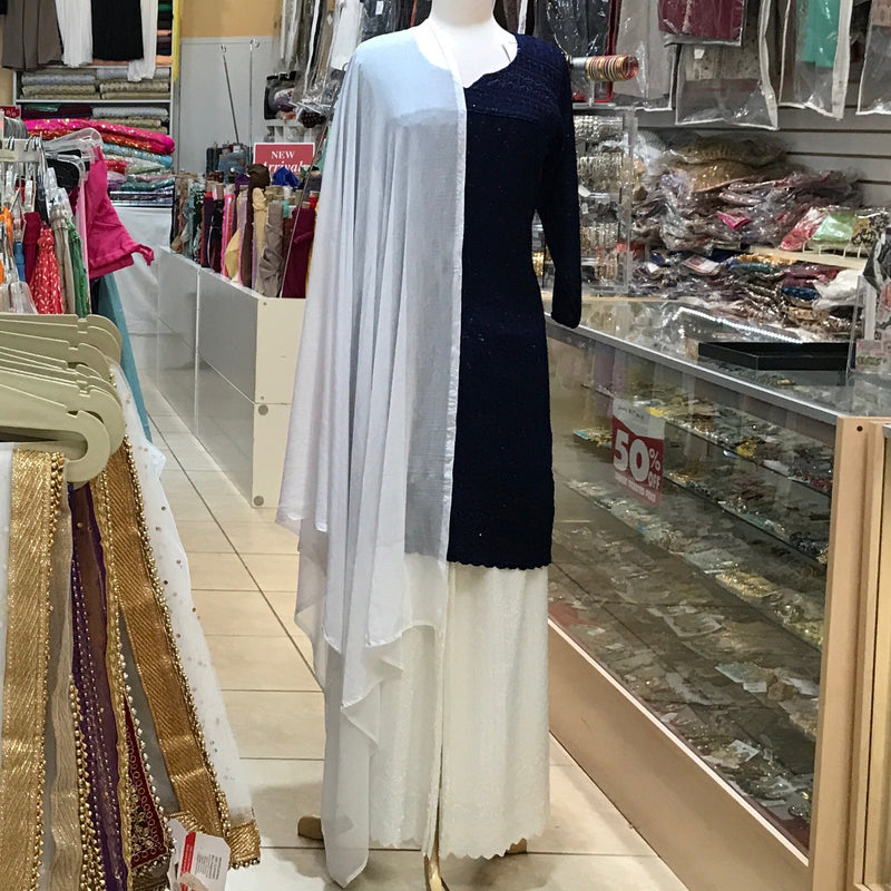 KURTA TROUSER SCARF SIZE 42 DARK NAVY BLUE