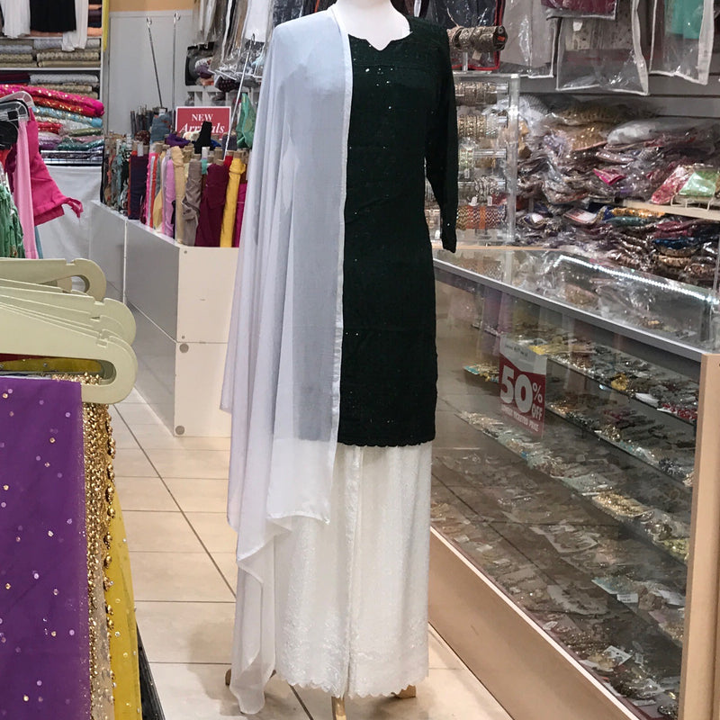 KURTA TROUSER SCARF SIZE 42 DARK GREEN