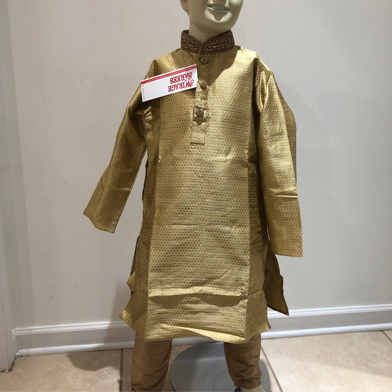 Children’s boy golden Kurta pajama - Mirage Sarees
