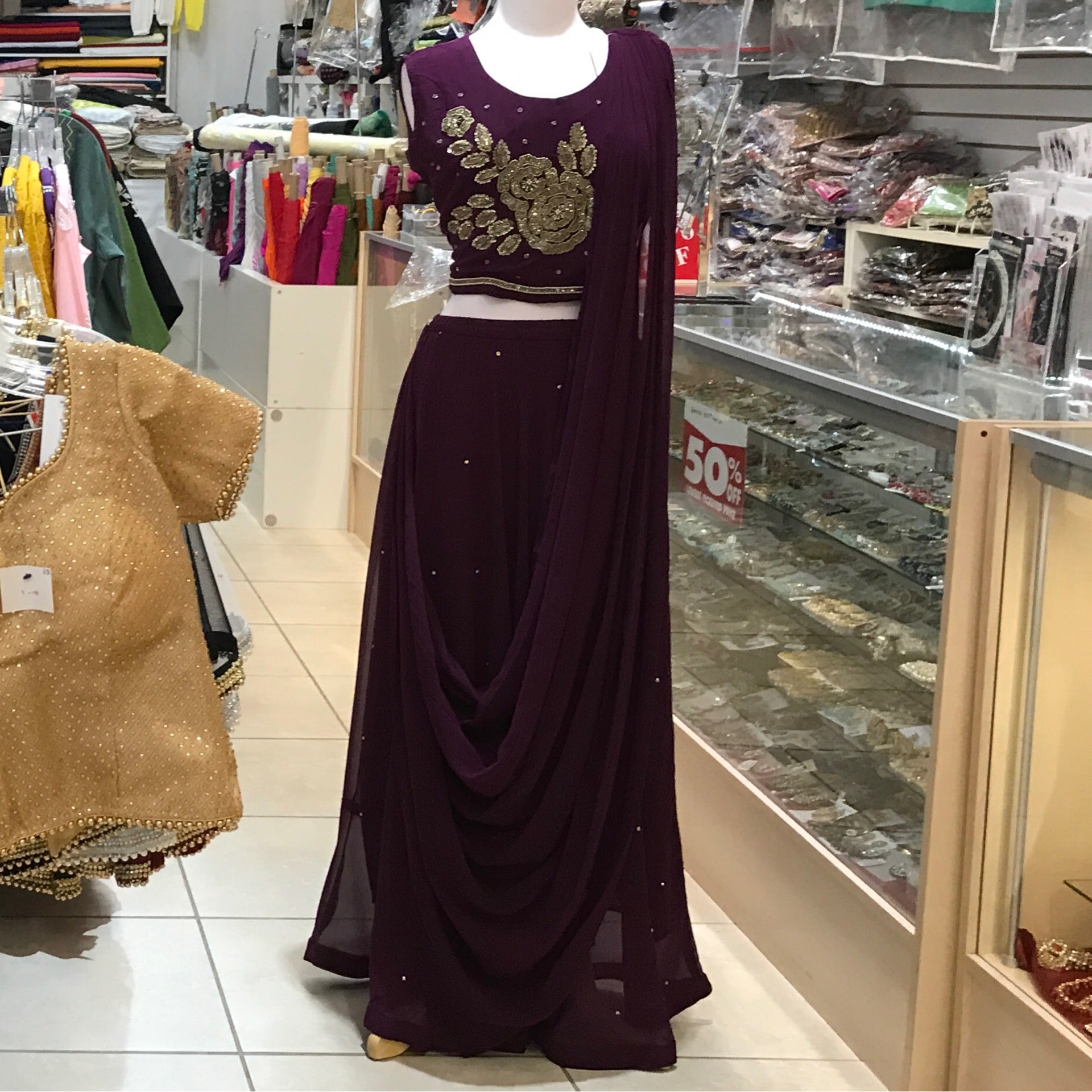 LEHENGA CHOLI SCARF SIZE 44 COLOR DARK PLUM
