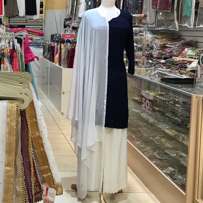 KURTA TROUSER SCARF SIZE 40 DARK NAVY BLUE