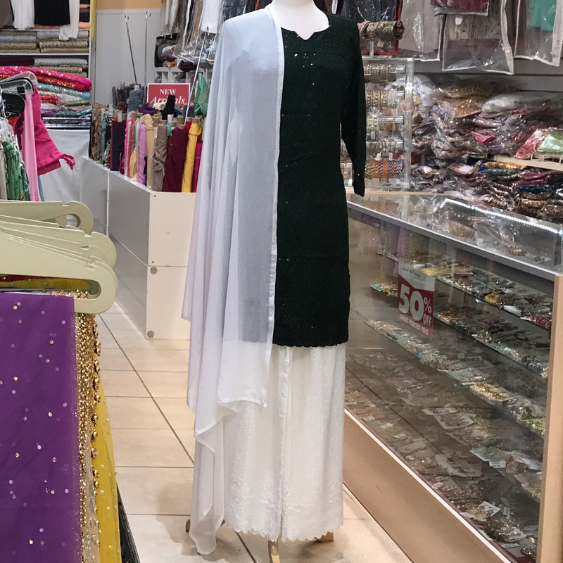 KURTA TROUSER SCARF SIZE 38 DARK GREEN