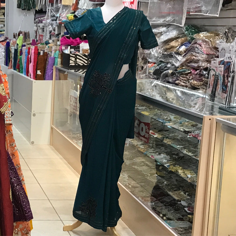 EMB SAREE WITH READY BLOUSE