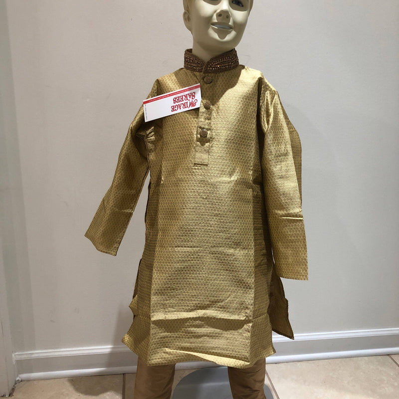 Children’s boy golden Kurta pajama - Mirage Sarees