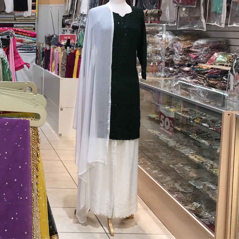 KURTA TROUSER SCARF SIZE 40 DARK GREEN
