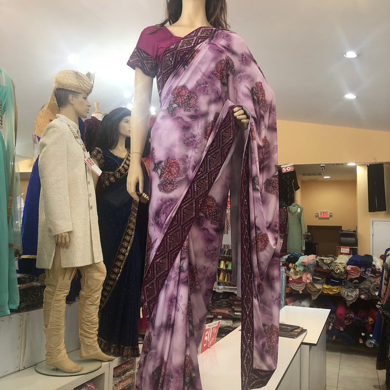 Embroidery Saree w ready blouse Designer Saree