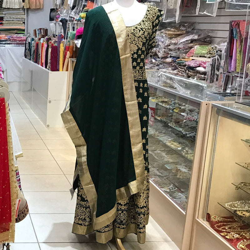 ANARKALI GOWN, SIZE 50, DARK GREEN