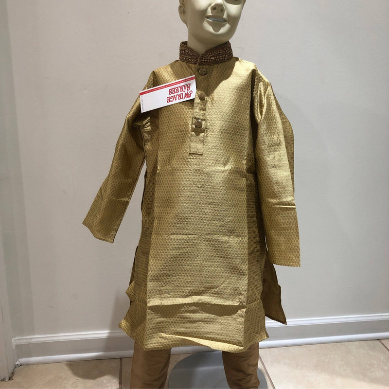 Children’s boy golden Kurta pajama - Mirage Sarees