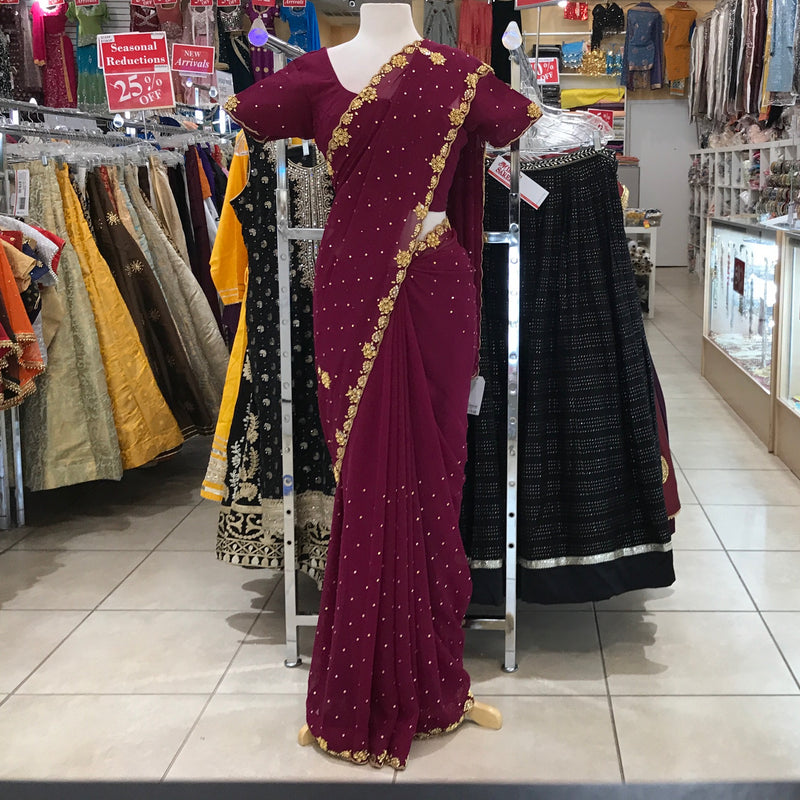 EMBROIDERY SAREE/READY BLOUSE