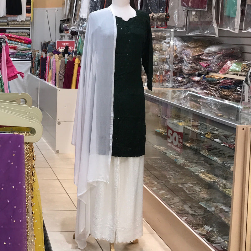 KURTA TROUSER SCARF SIZE 38 DARK GREEN