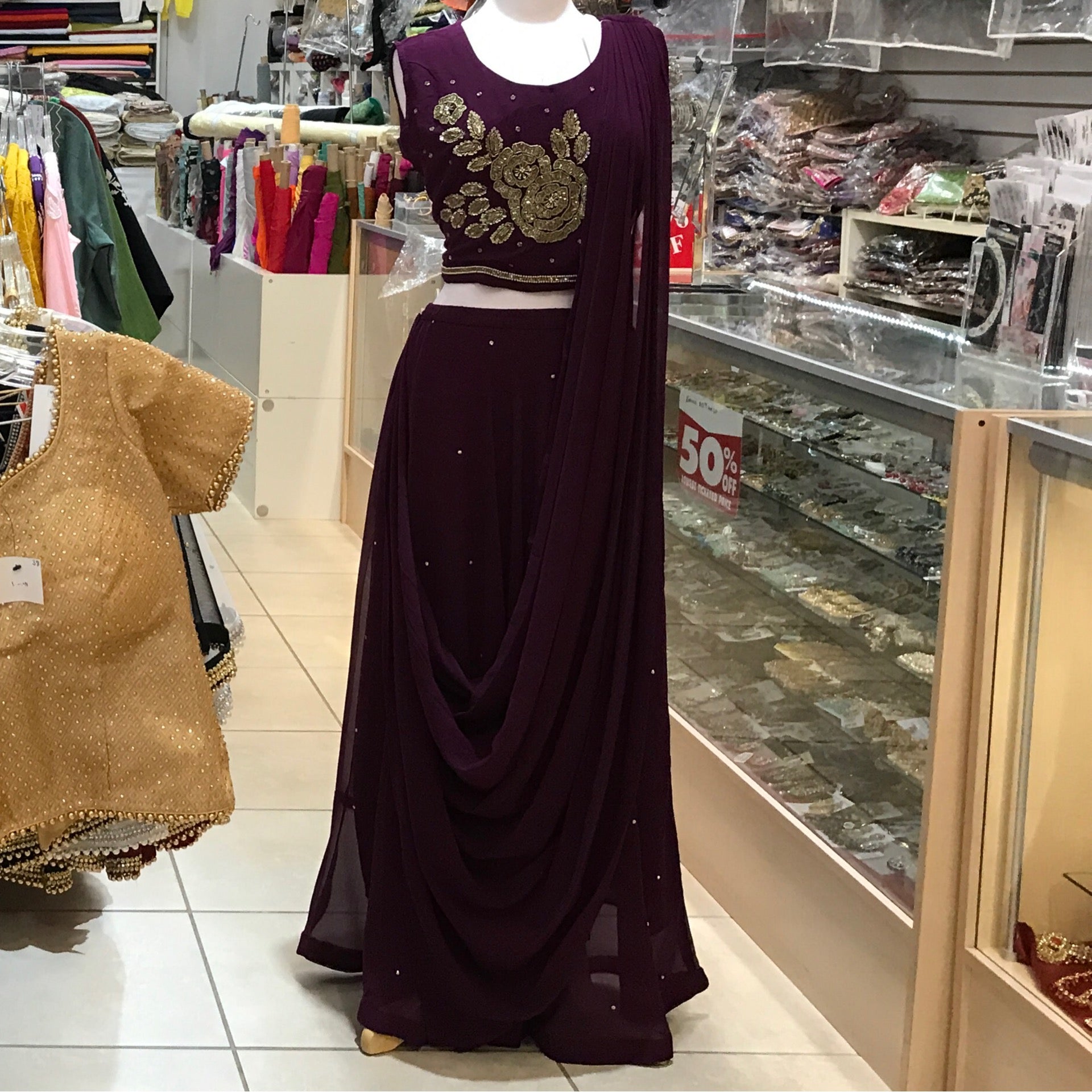 LEHENGA CHOLI SCARF SIZE 42 COLOR DARK PLUM