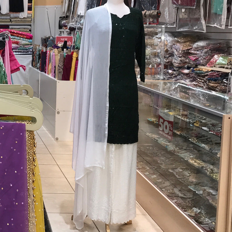 KURTA TROUSER SCARF SIZE 44 DARK GREEN
