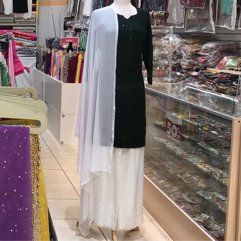 KURTA TROUSER SCARF SIZE 38 DARK GREEN