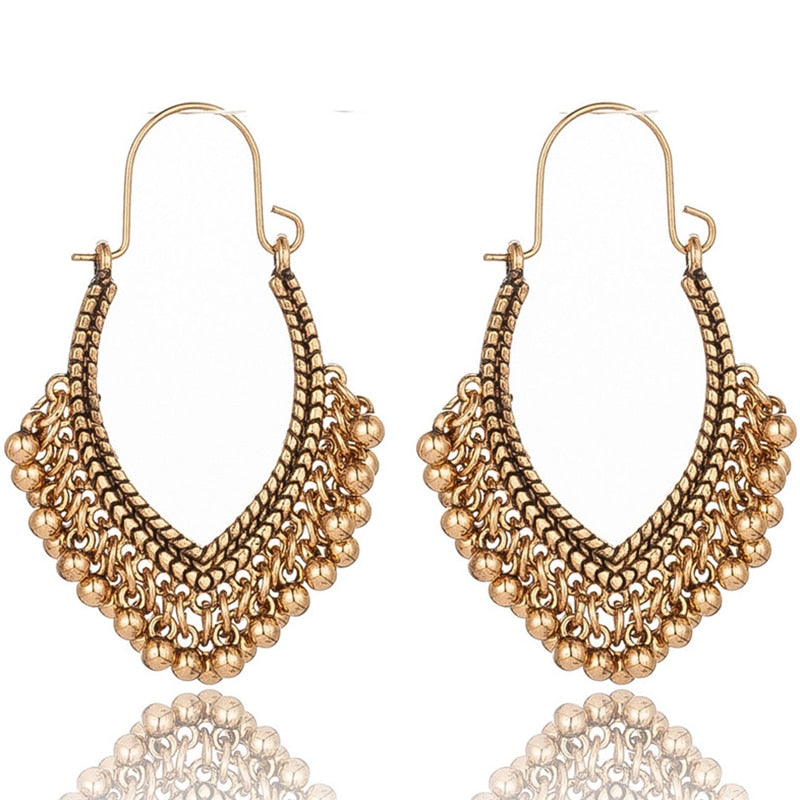 Ethnic geometric golden silver color indian earrings jewelry vintage dangle statement earrings