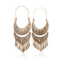 Ethnic geometric golden silver color indian earrings jewelry vintage dangle statement earrings