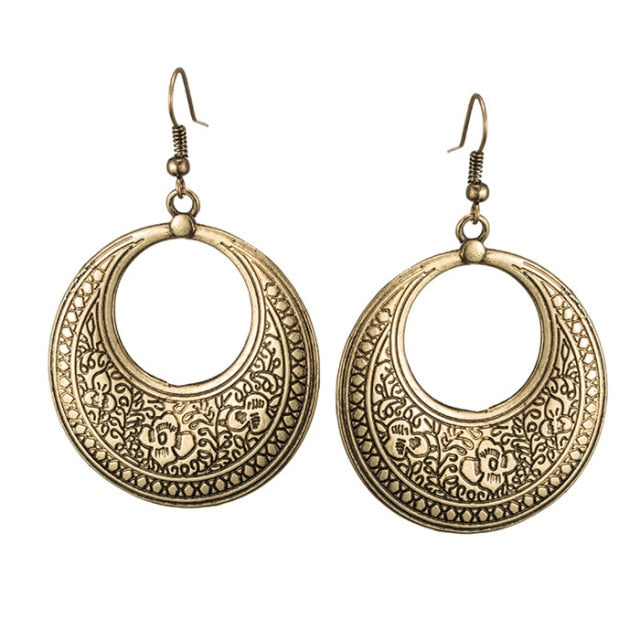 Ethnic geometric golden silver color indian earrings jewelry vintage dangle statement earrings