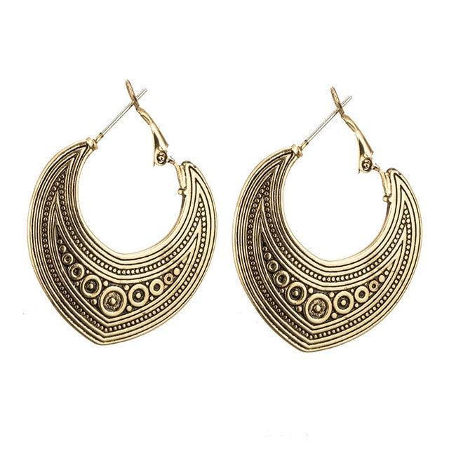 Ethnic geometric golden silver color indian earrings jewelry vintage dangle statement earrings