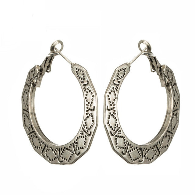 Ethnic geometric golden silver color indian earrings jewelry vintage dangle statement earrings