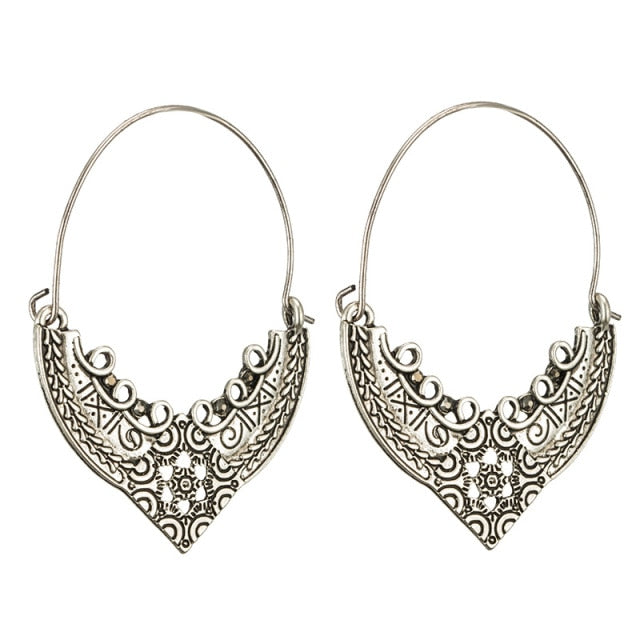 Ethnic geometric golden silver color indian earrings jewelry vintage dangle statement earrings