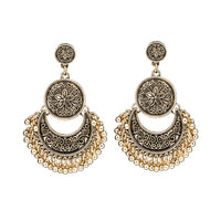 Ethnic geometric golden silver color indian earrings jewelry vintage dangle statement earrings