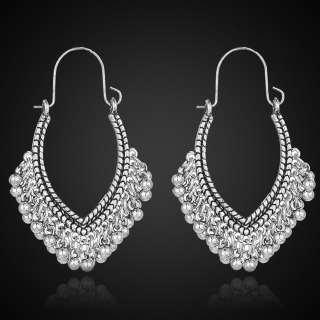 Ethnic geometric golden silver color indian earrings jewelry vintage dangle statement earrings