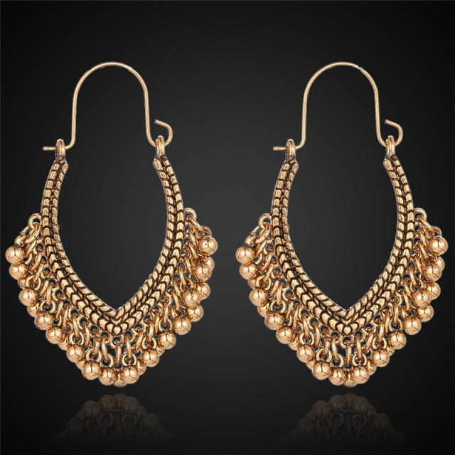 Ethnic geometric golden silver color indian earrings jewelry vintage dangle statement earrings
