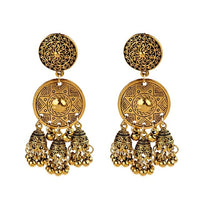 New Ethnic Vintage Women's Geometric Turkish Jhumka Earrings Indian Jewelry Gold Bell Tassel Dangling Earrings Turkey Jewelry