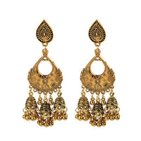 New Ethnic Vintage Women's Geometric Turkish Jhumka Earrings Indian Jewelry Gold Bell Tassel Dangling Earrings Turkey Jewelry