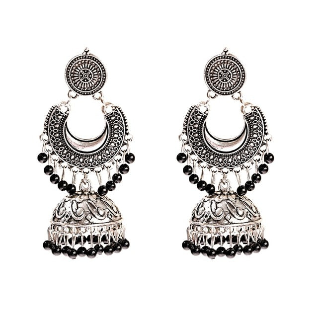 New Retro Sector Silver Color Turkish Bells Indian Jhumka Earrings